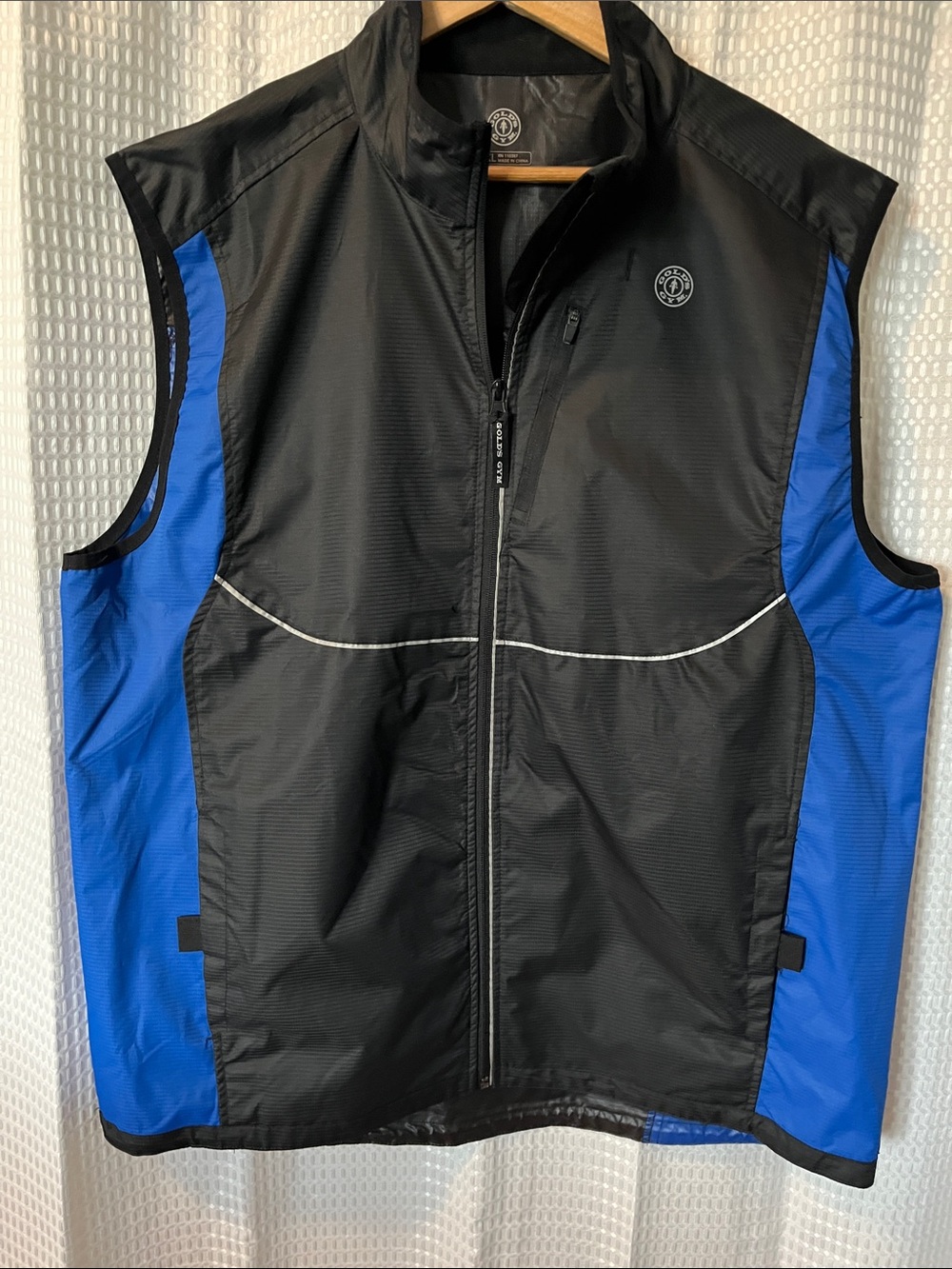 Gold’s Gym Black Blue Reflective Running Cycling Wind Vest Men’s L/XL